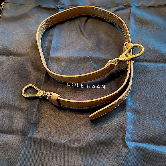 NWTCOLE HAAN Bucket Bag Pebble ButteryLeatherGoldInitialsHandle&Strap.AllSeasons - Picture 7 of 15